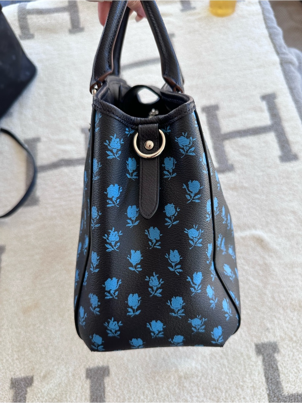 Coach Black Satchel with Blue Floral Print - Picture 4 of 12